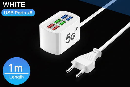 Fast USB Charger 6 in 1 Power Strip